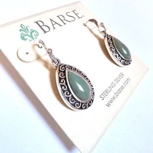 NEW BARSE Earrings Green Turquoise Sterling Silver 1.5” Drop Dangle NEW ON CARD